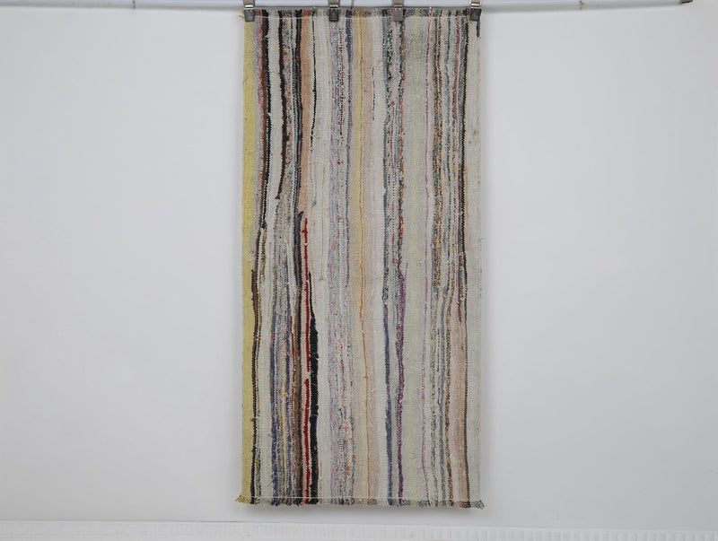 Vintage Turkish Wool Kilim Rug, Multicolor Striped (3x5) - photo 1 of 9