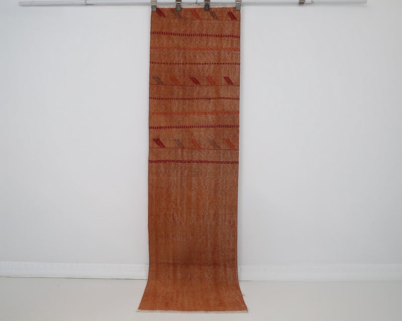 Vintage Turkish Wool Kilim Runner Rug, Orange (2x7) - photo 1 of 8