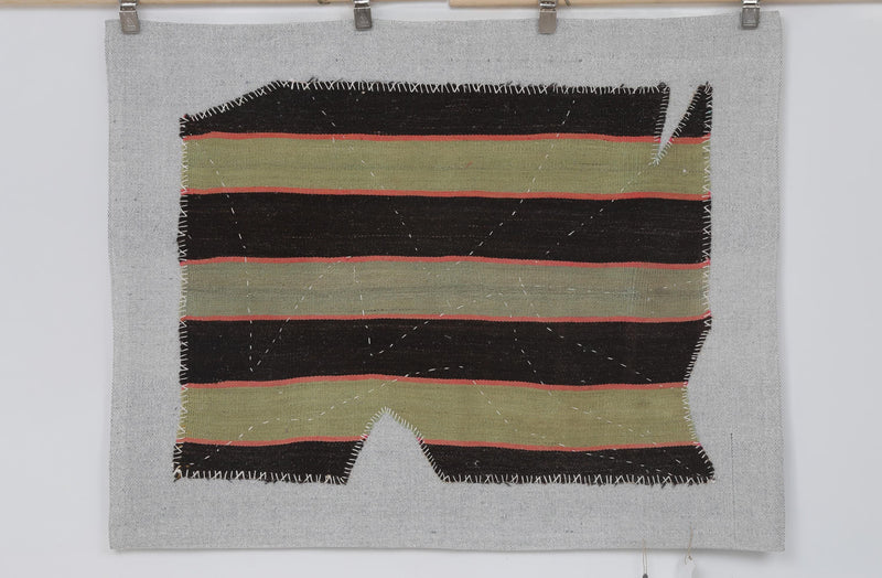 Vintage Turkish Tapestry Rug, Striped (3'4" x 4'3")
