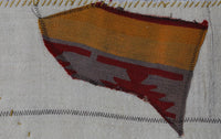 3x4 Vintage Turkish Tapestry Rug, Wool Textile Wall Hanging, Hand Stitched Fiber Wall Art, Minimal Woven Tapestry