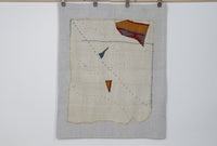 3x4 Vintage Turkish Tapestry Rug, Wool Textile Wall Hanging, Hand Stitched Fiber Wall Art, Minimal Woven Tapestry