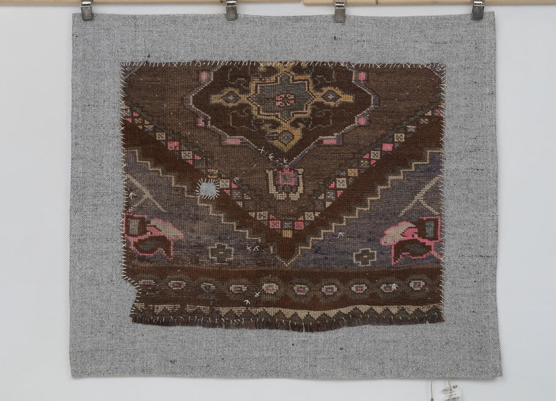Vintage Turkish Tapestry Rug, Geometric (3'7" x 4'2")