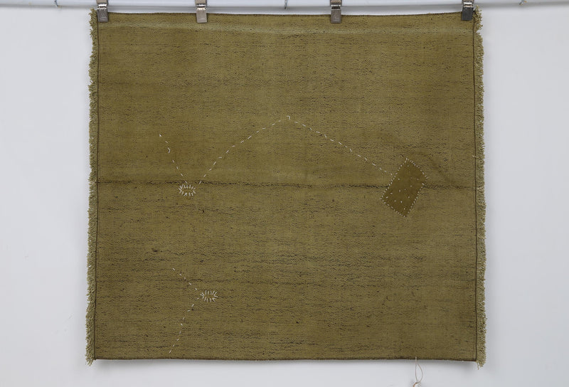 Vintage Turkish Tapestry Rug, Minimalist (3'8" x 4'2")