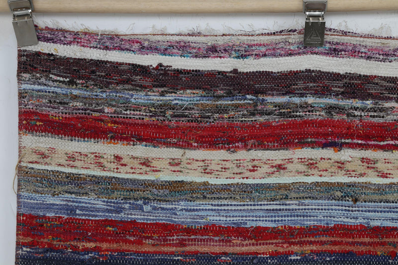 Vintage Turkish Kilim Rug, Multicolor Striped (6'11" x 9')