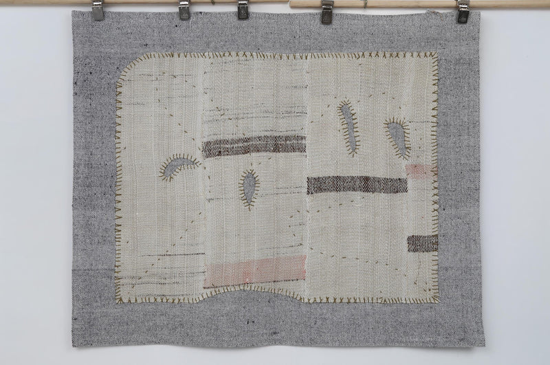 3x4 Vintage Turkish Tapestry Rug, Wool Textile Wall Hanging, Hand Stitched Woven Wall Art, Minimal Fiber Decor