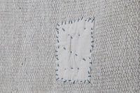 2x8 Vintage Turkish Hemp Runner Rug, White Handwoven Hemp Kilim, Minimal Rustic Flatweave Hallway Rug