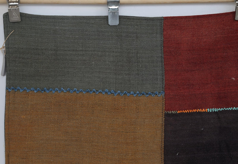 Vintage Turkish Wool Cotton Kilim Rug, Multicolor (7' x 9'11")