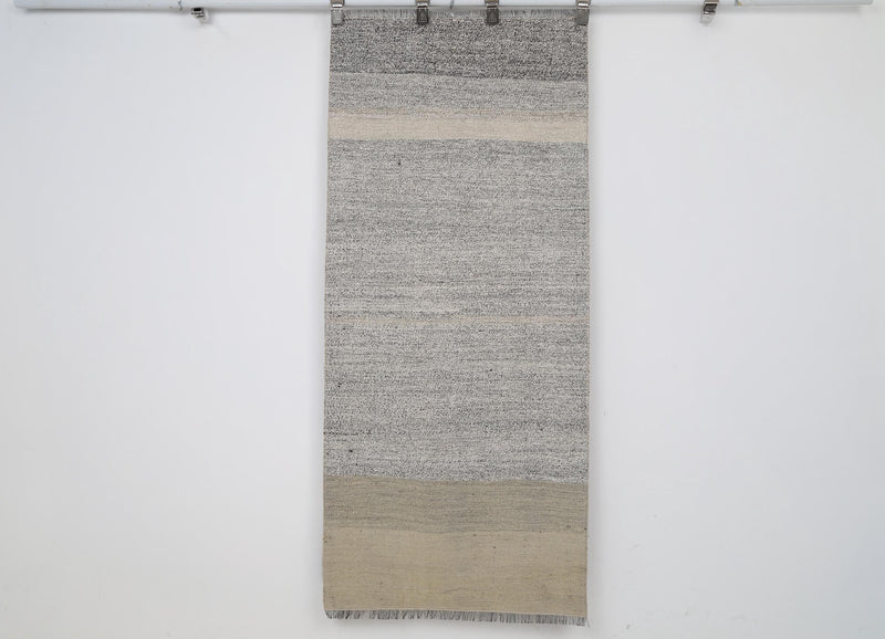 Vintage Turkish Wool Flatweave Runner Rug, Beige Grey (2x5) - photo 1 of 8