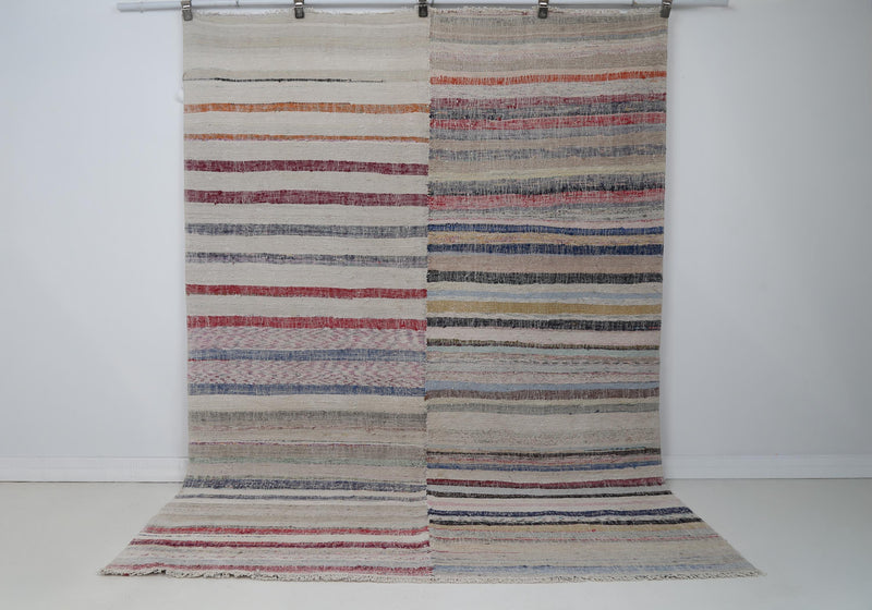 Vintage Turkish Wool Kilim Rug, Multicolor Striped (6x8) - photo 1 of 9
