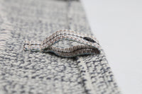 Vintage Turkish Tapestry Rug, White Blue Striped Wall Hanging (3' x 3'5") - hanging loop side view